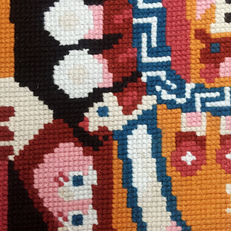 Vintage woollen rug with Inca pattern 1960