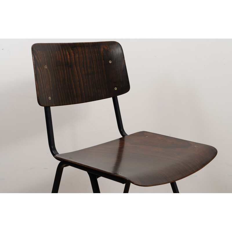 Chaise industrielle vintage de Galvanitas Brown Blue