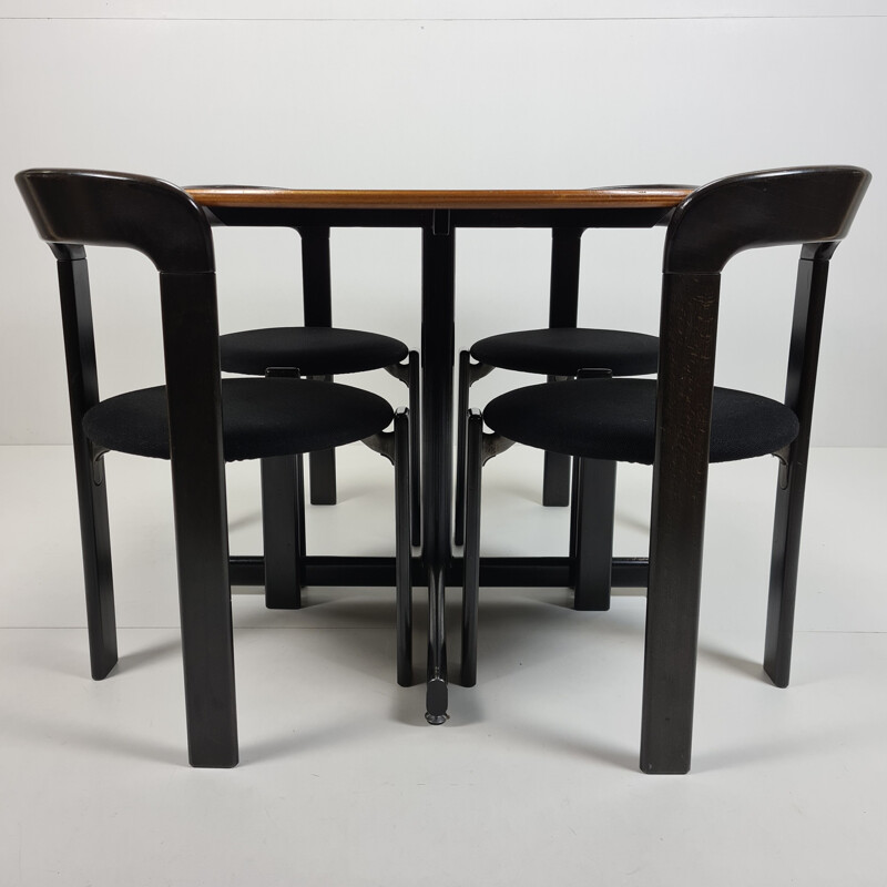 Set of 5 vintage 'Rey' chairs & matching dining table, Bruno Rey for Kusch & Co 1970s
