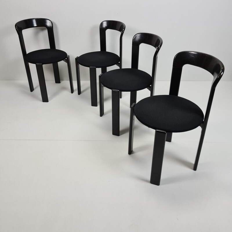 Ensemble de 5 chaises vintage Rey et table à manger assortie, Bruno Rey pour Kusch &Co 1970