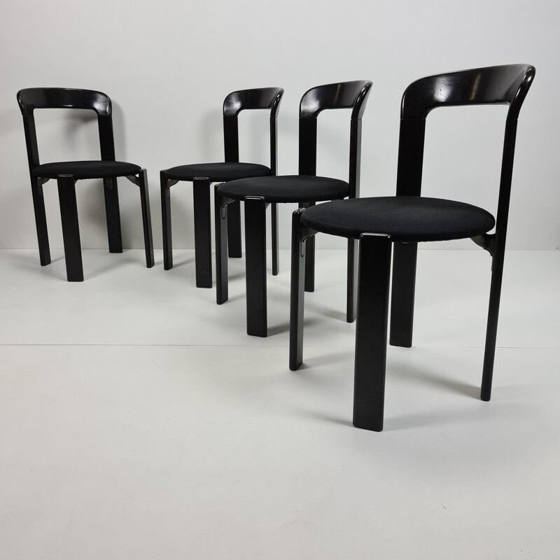 Ensemble de 5 chaises vintage Rey et table à manger assortie, Bruno Rey pour Kusch &Co 1970