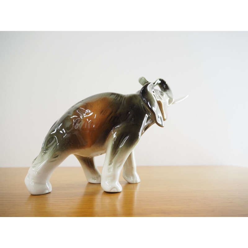 Vintage porcelain elephant sculpture by Royal Dux, Czechoslovakia 1960