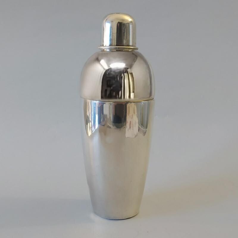 Vintage Silver Plate Cocktail Shaker Italy 1950s 