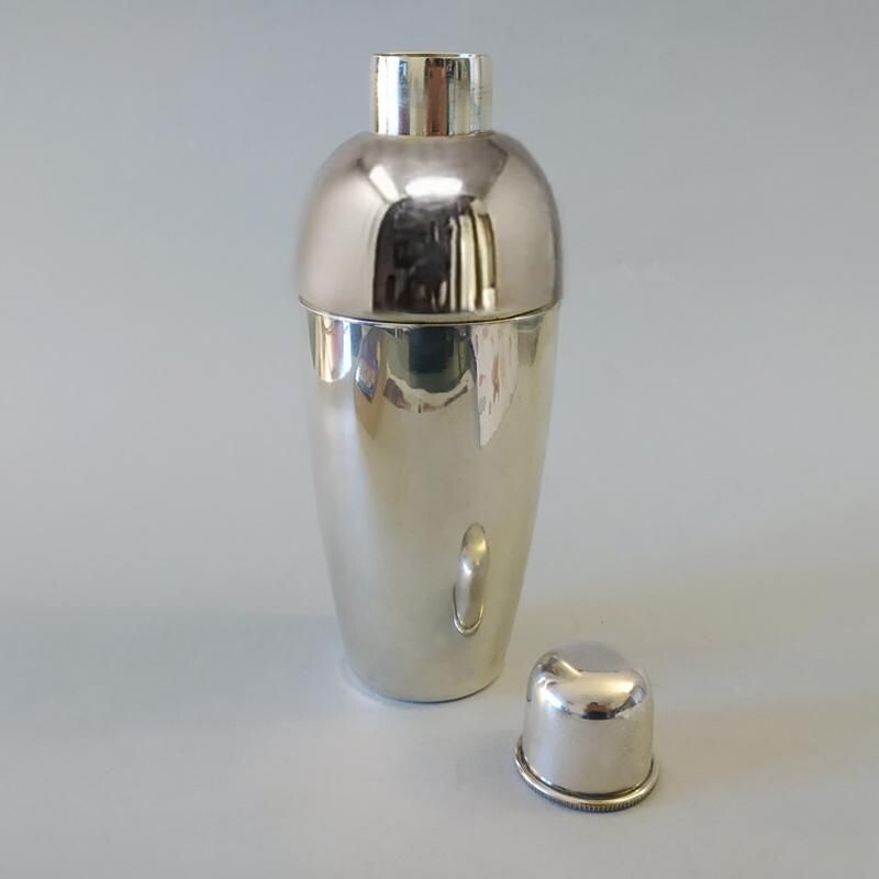 Vintage Silver Plate Cocktail Shaker Italy 1950s 