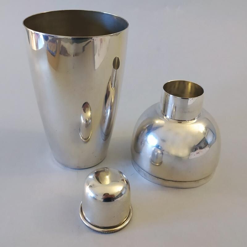 Vintage Silver Plate Cocktail Shaker Italy 1950s 