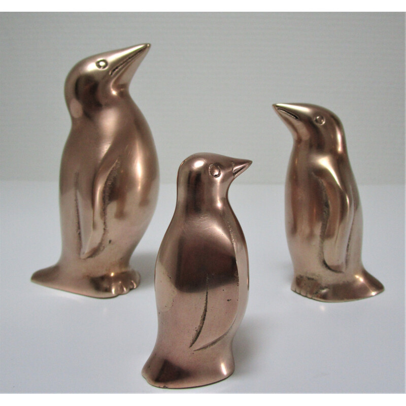 3 vintage brass penguins caravell 1970