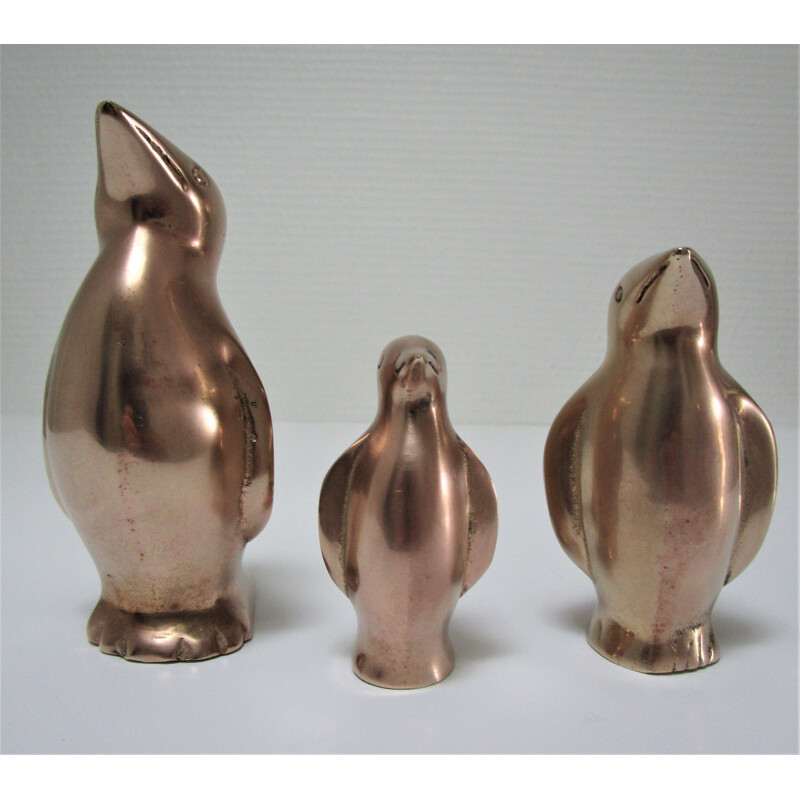 3 vintage brass penguins caravell 1970