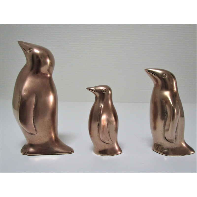3 vintage brass penguins caravell 1970