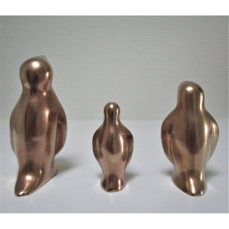 3 vintage brass penguins caravell 1970