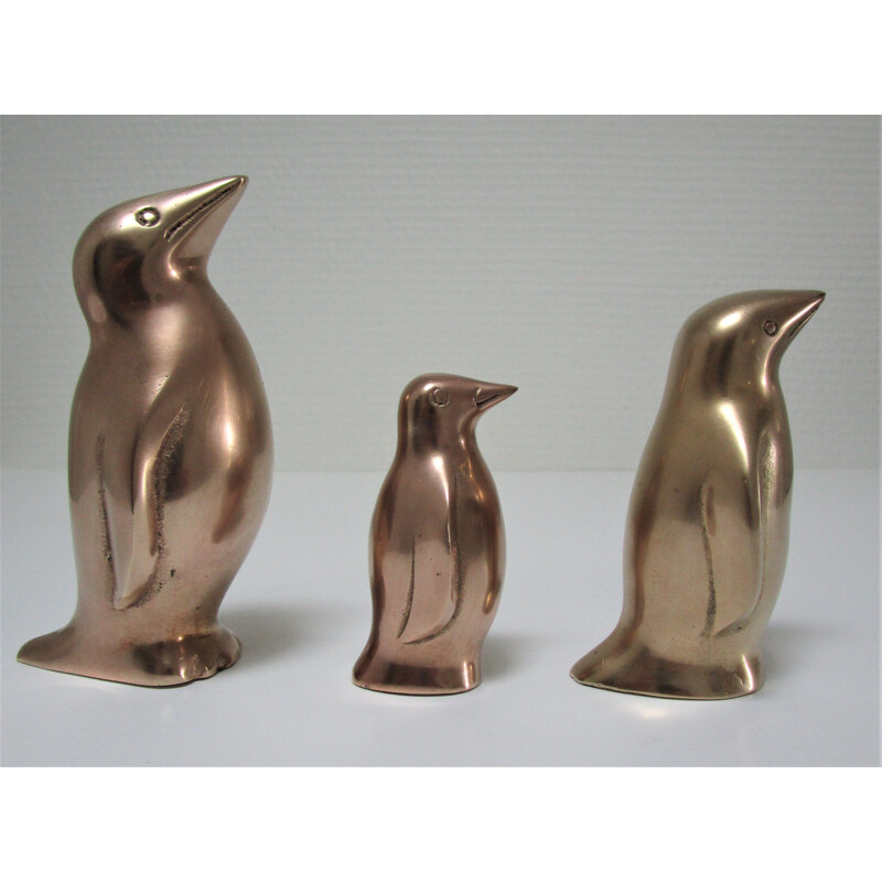 3 manchots vintage pingouins laiton caravell  1970