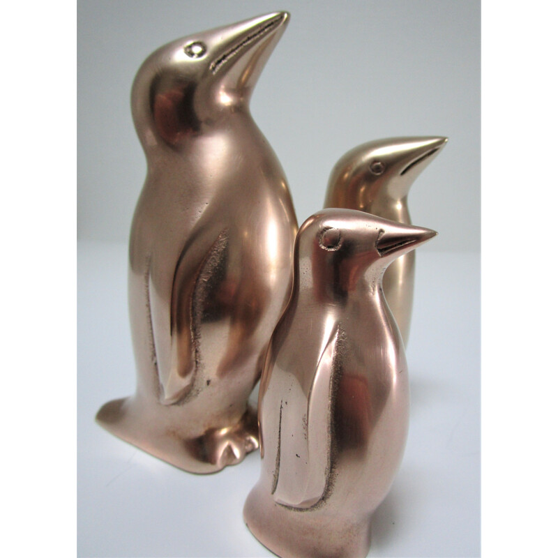 3 vintage brass penguins caravell 1970