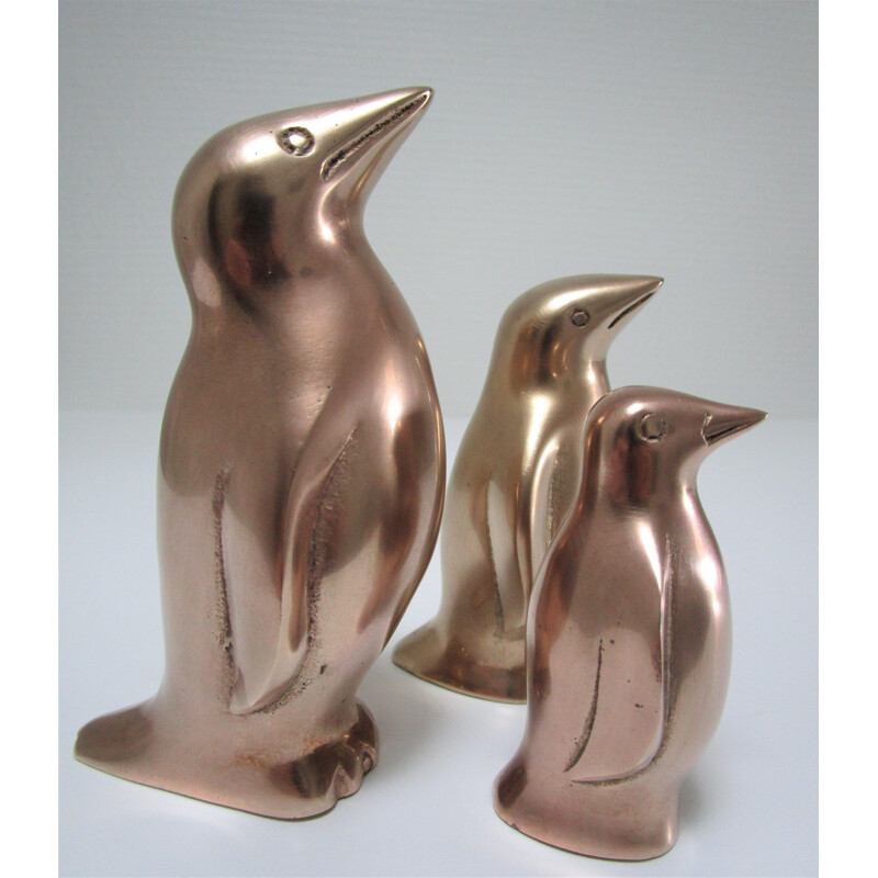 3 vintage brass penguins caravell 1970