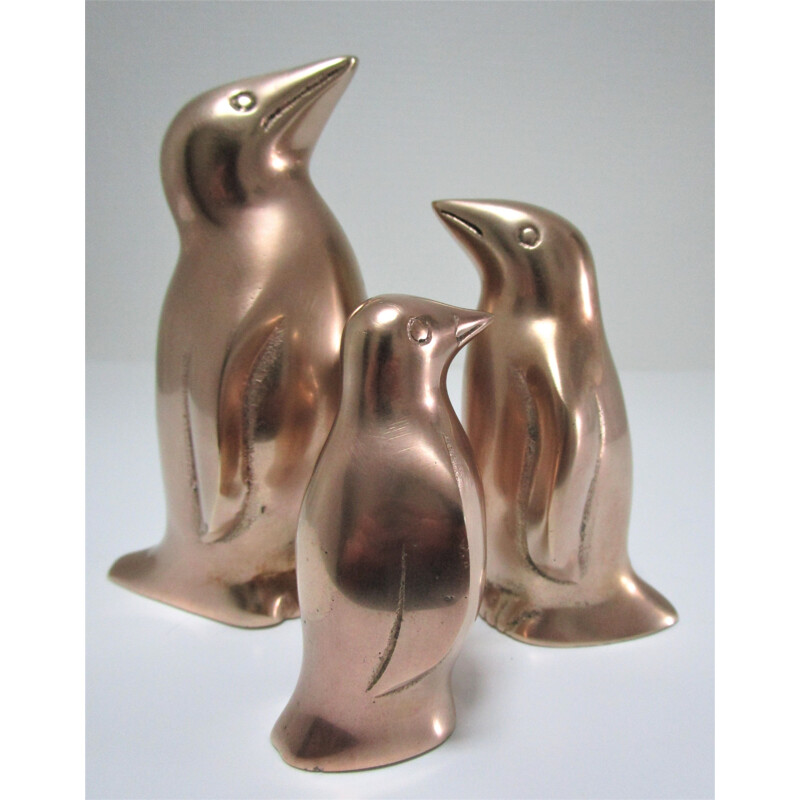 3 vintage brass penguins caravell 1970