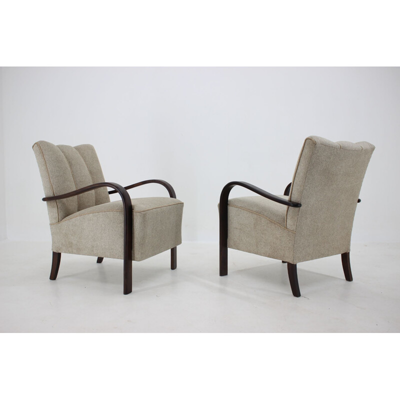 Pair of vintage Jindrich Halabala Armchairs, Czechoslovakia 1940s