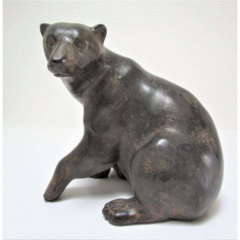 sculpture d'ours vintage en bronze à patine noire 