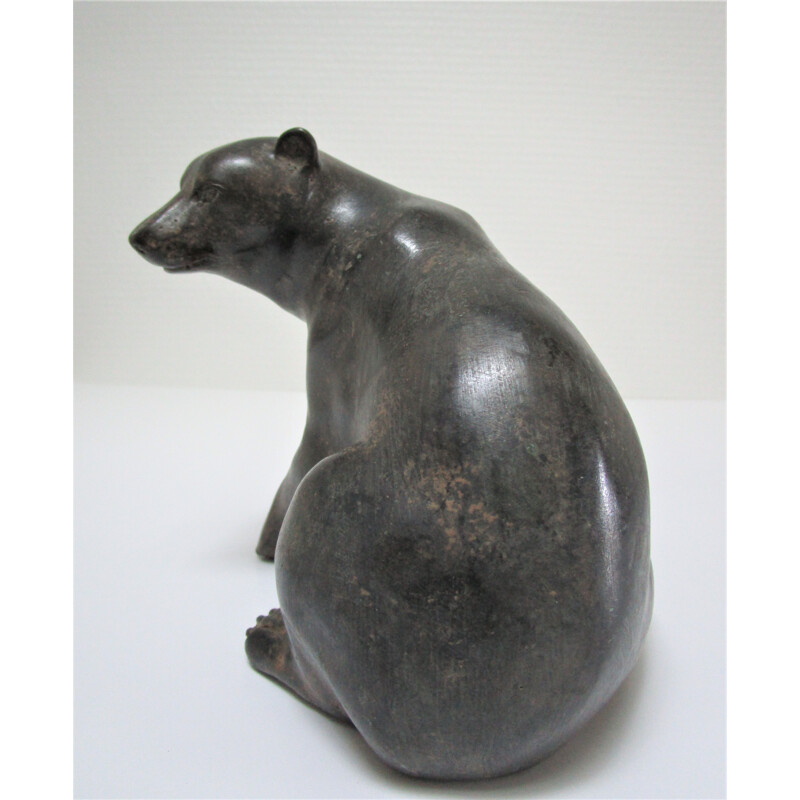 Vintage bronze bear sculpture with black patina 