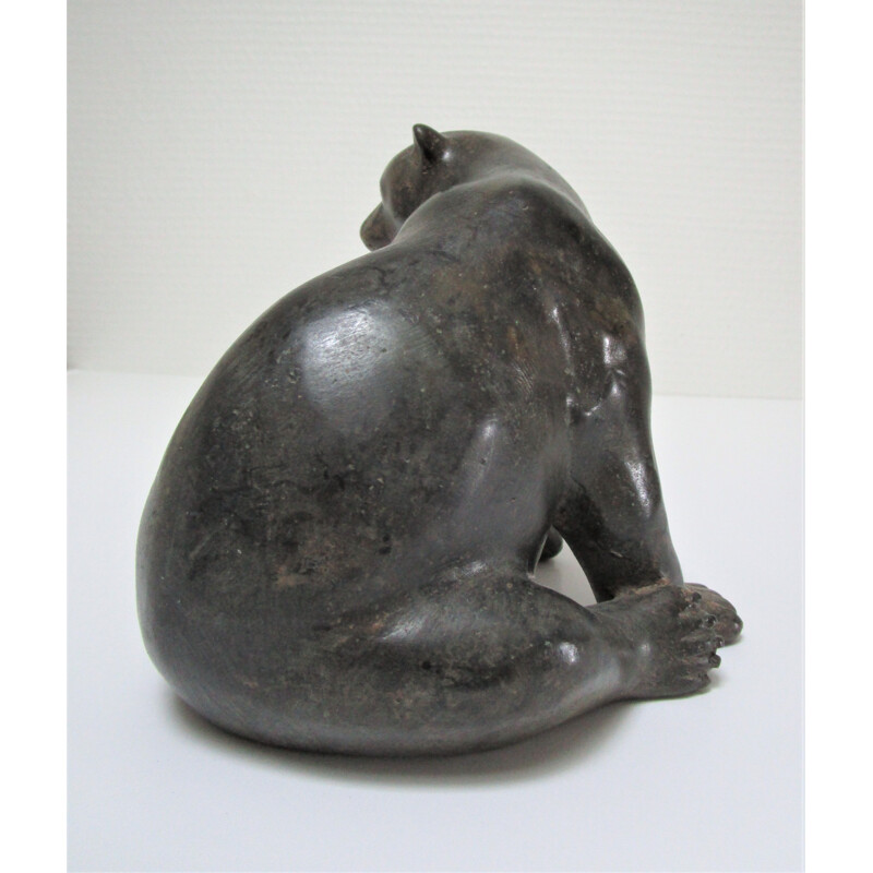 Vintage bronze bear sculpture with black patina 