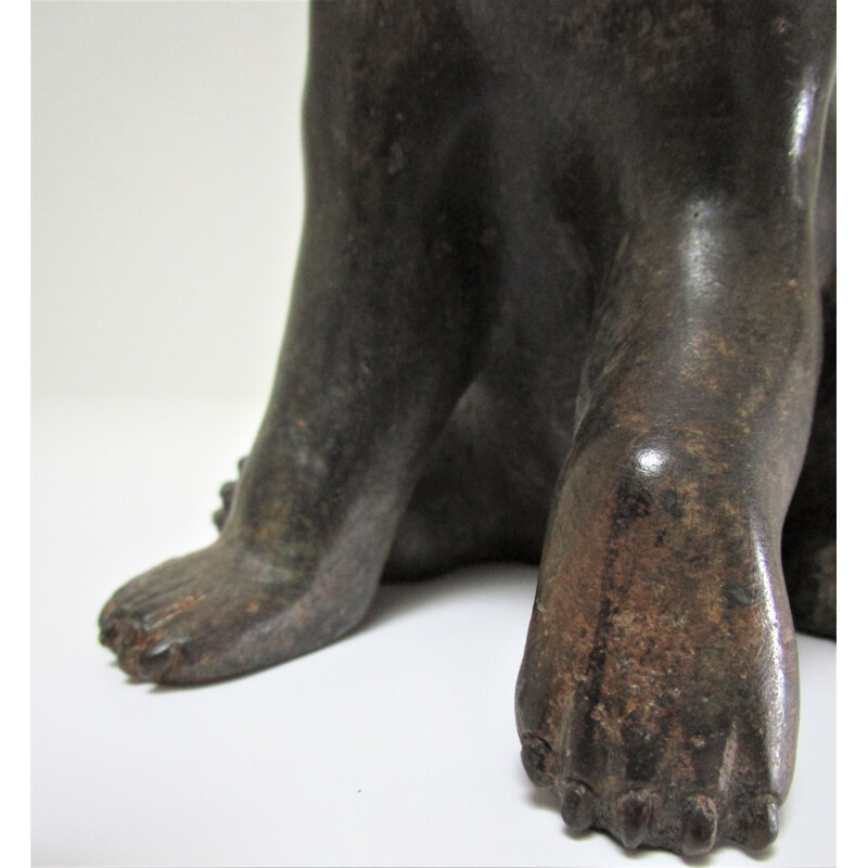 Vintage bronze bear sculpture with black patina 