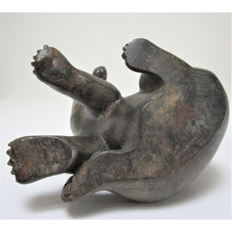 Vintage bronze bear sculpture with black patina 