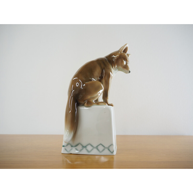 Midcentury Porcelain Sculpture of Fox, 1960s