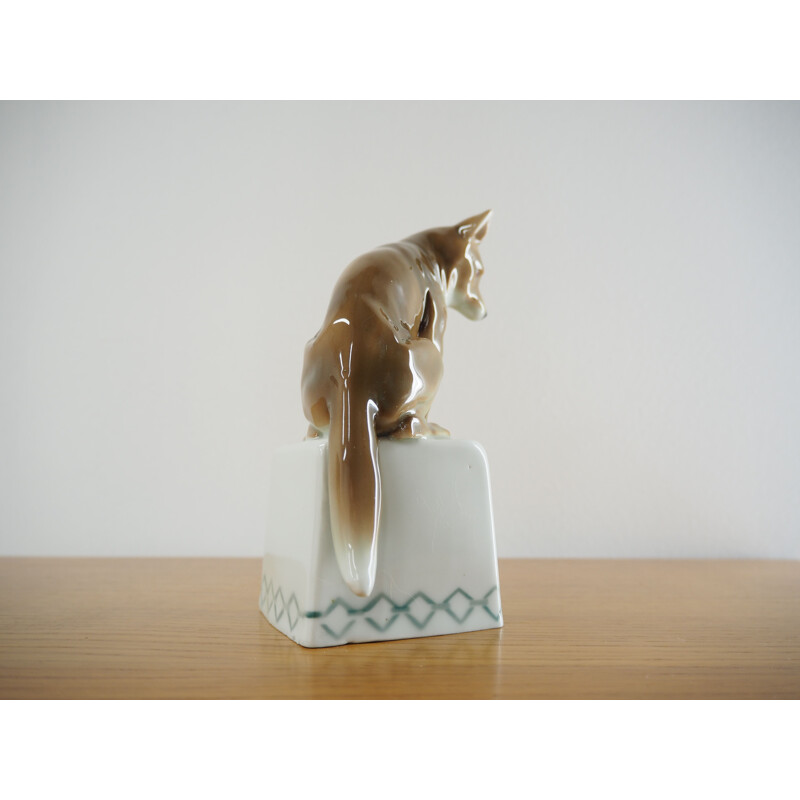 Midcentury Porcelain Sculpture of Fox, 1960s