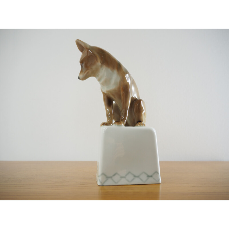 Escultura de zorro de porcelana vintage 1960