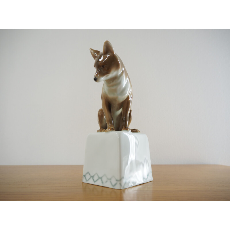 Midcentury Porcelain Sculpture of Fox, 1960s