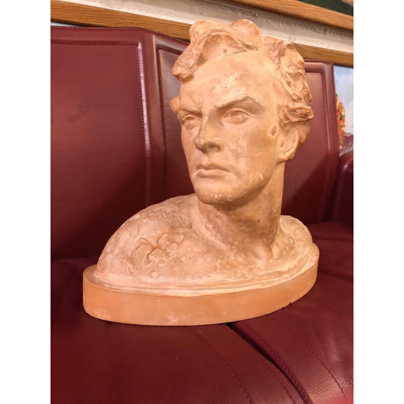 Vintage terracotta bust of man 1900