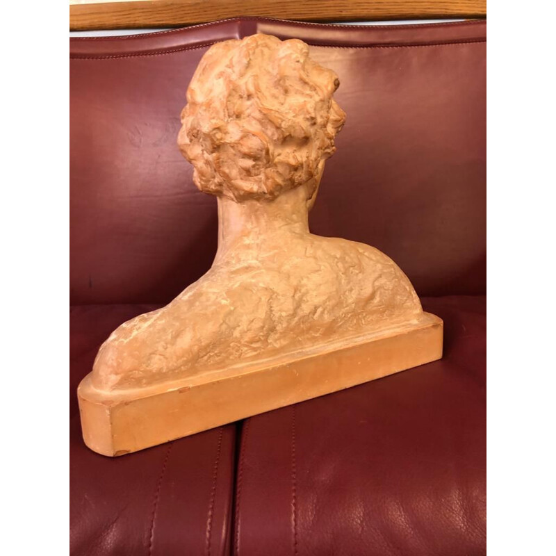 Vintage terracotta bust of man 1900