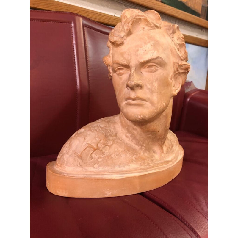 Vintage terracotta bust of man 1900