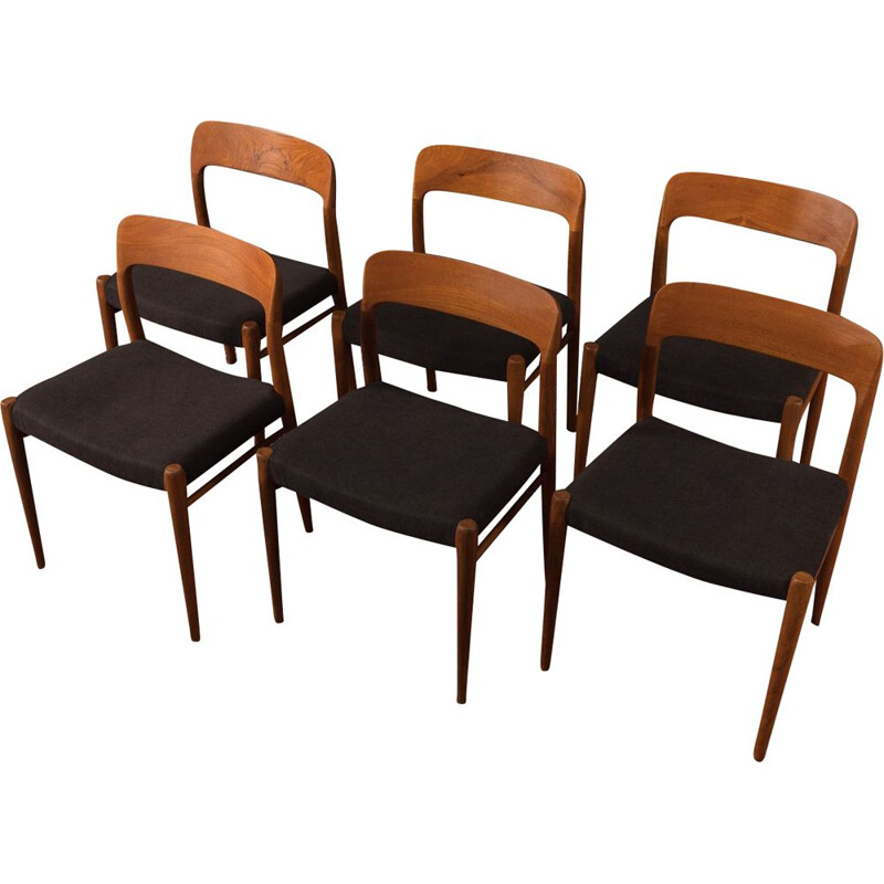 6 Vintage Dining chairs model 75, Niels O. Møller 1950s