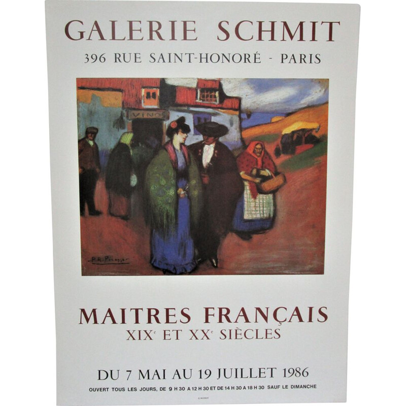 Affiche originale vintage Mourlot Picasso Galerie Schmitt Paris 1986