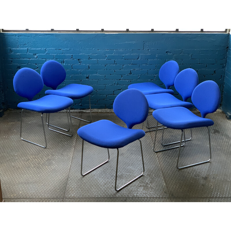 Series of 6 vintage Djinn nickel-plated metal chairs by Olivier Mourgue, 1968