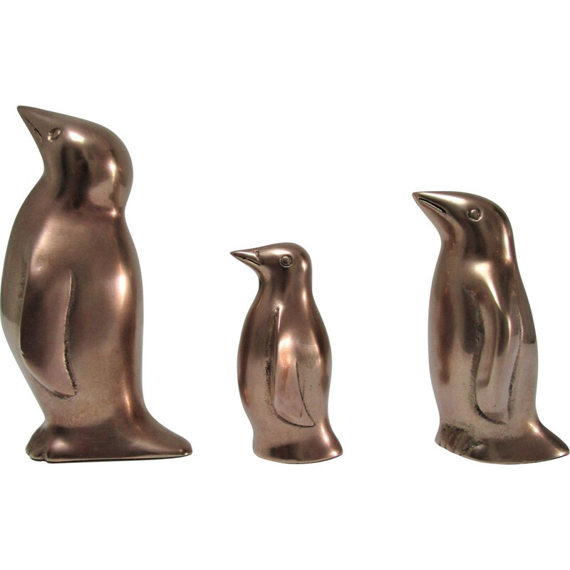 3 manchots vintage pingouins laiton caravell  1970