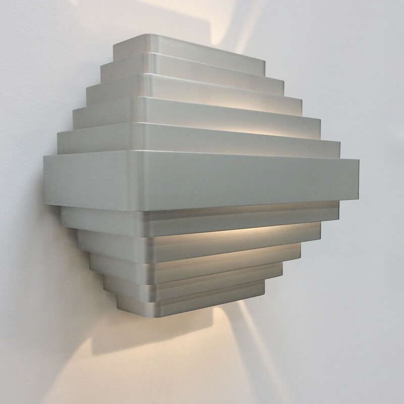 Large vintage aluminium wall light by Jules Wabbes, Belgium 1970