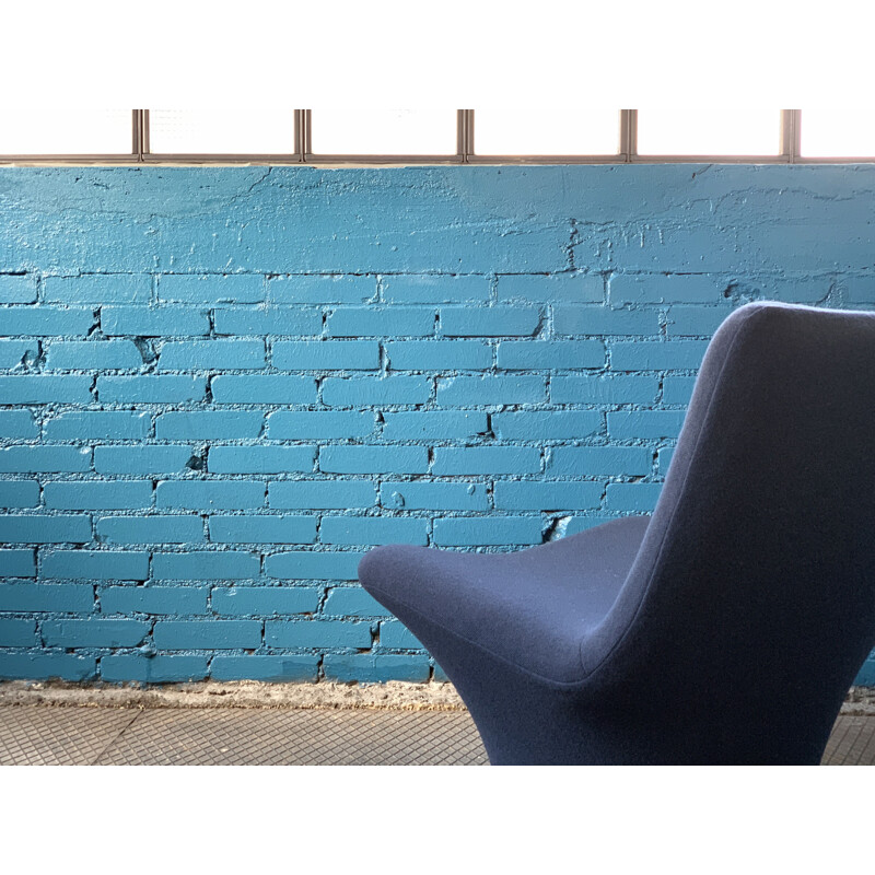 Par de sillones vintage F596 tela azul Gabriel Geoffrey Harcourt ed Artifort 1967
