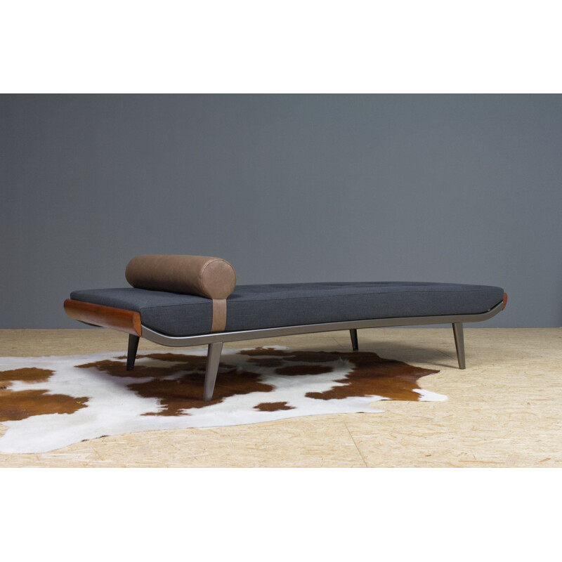 Vintage Cleopatra Daybed by Andre Cordemeyer in Charcoal Grey Linen, 1953