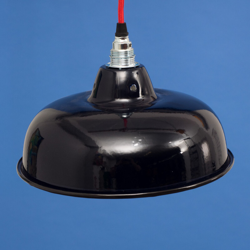 Industrial hanging lamp in black lacquered metal  - 1960s