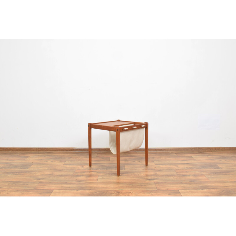 Mid Century Teak Side Table With Magazine Holder From Brdr Furbo, Danish 1960s