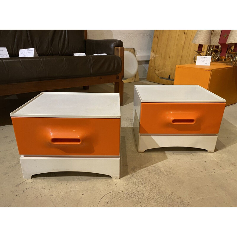 Pair of Marc Held Prisunic vintage bedside tables 1972