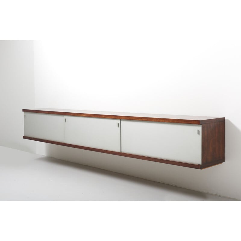 Vintage Floating Sideboard in Wood and Aluminium by Horst Brüning for Behr, Germany 1967