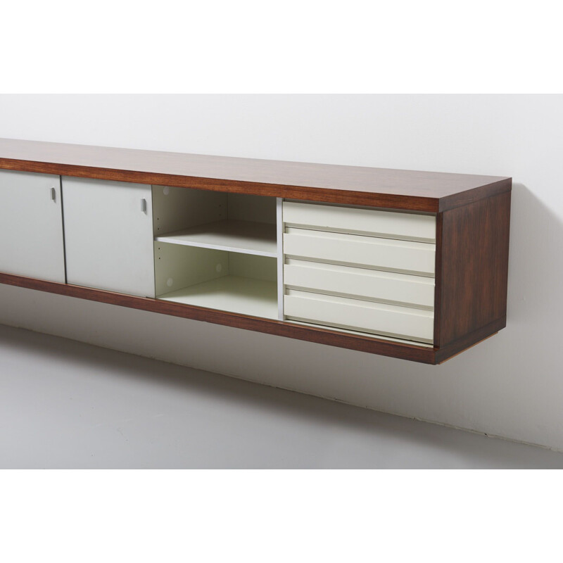 Vintage Floating Sideboard in Wood and Aluminium by Horst Brüning for Behr, Germany 1967