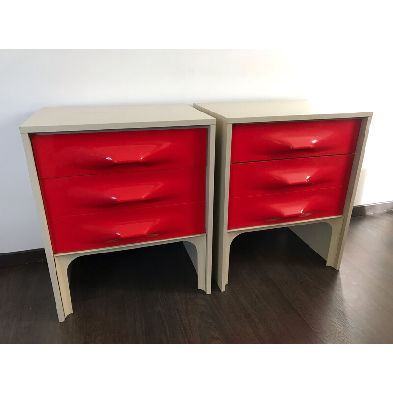 Pair of  vintage bedside tables Raymond loewy 1970