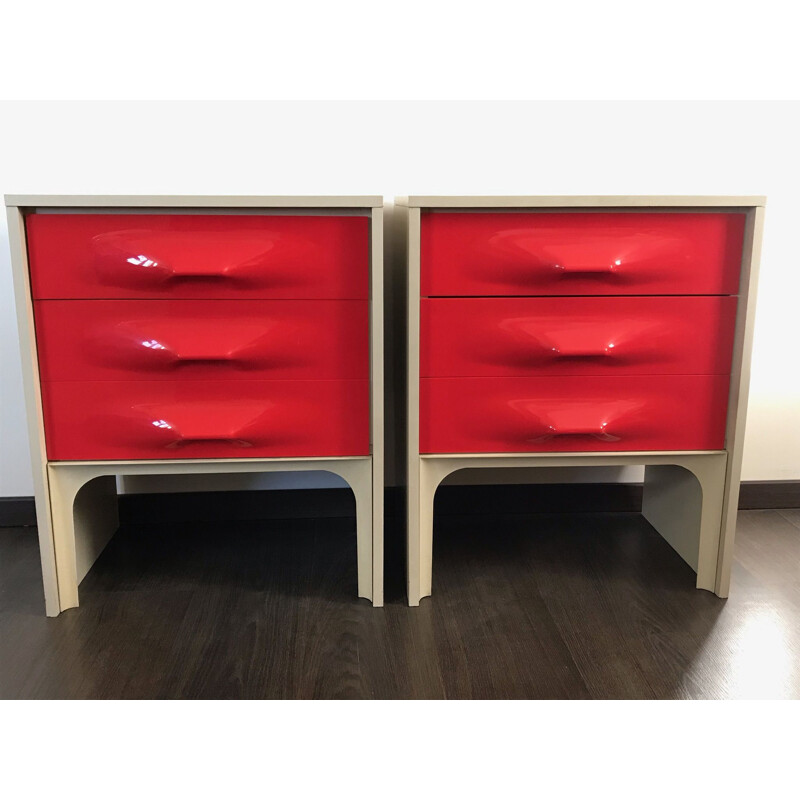 Pair of  vintage bedside tables Raymond loewy 1970