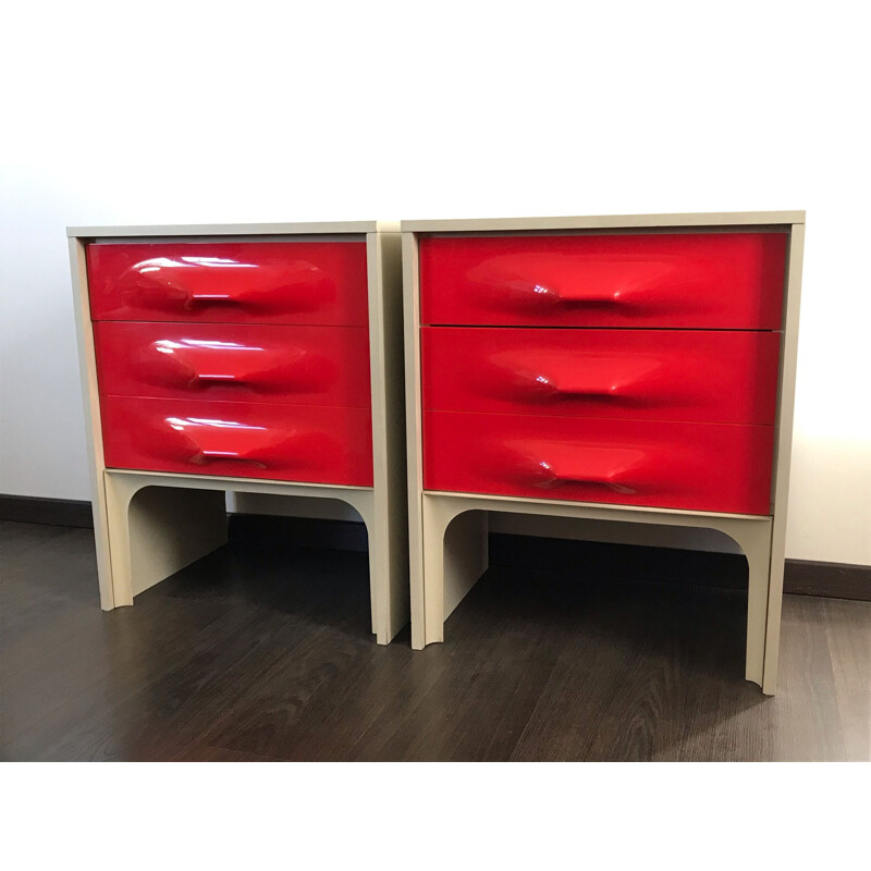 Pair of  vintage bedside tables Raymond loewy 1970