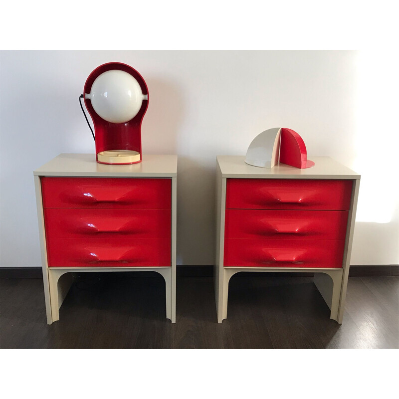 Pair of  vintage bedside tables Raymond loewy 1970