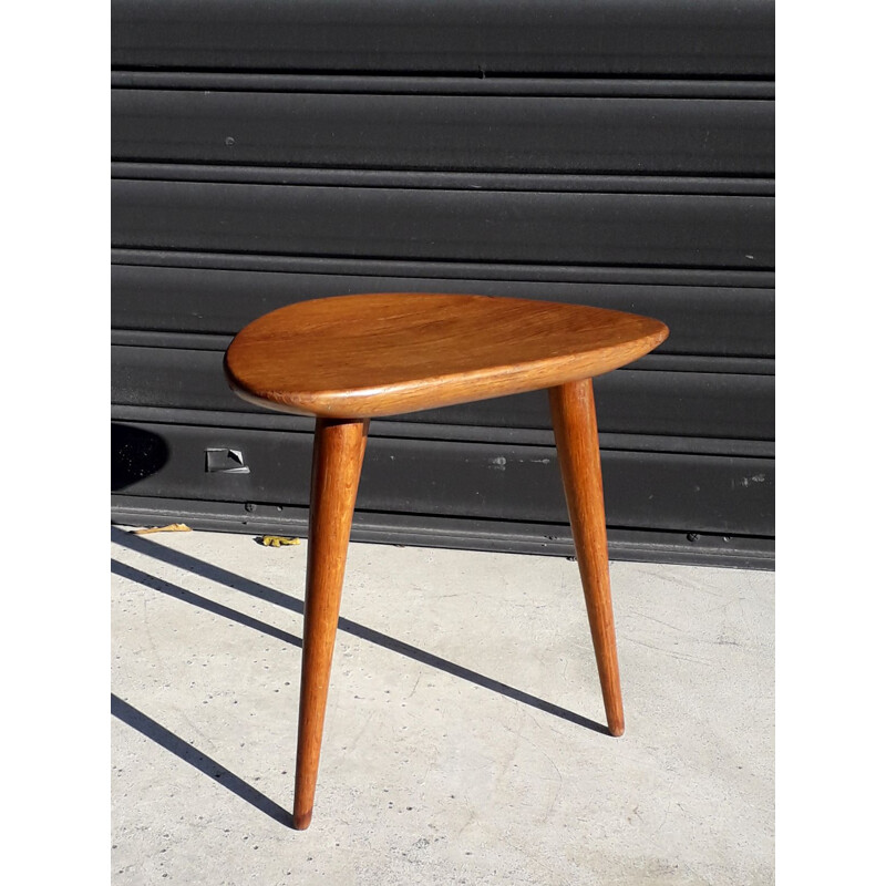 Vintage stool in solid oak Pierre Cruège 1955