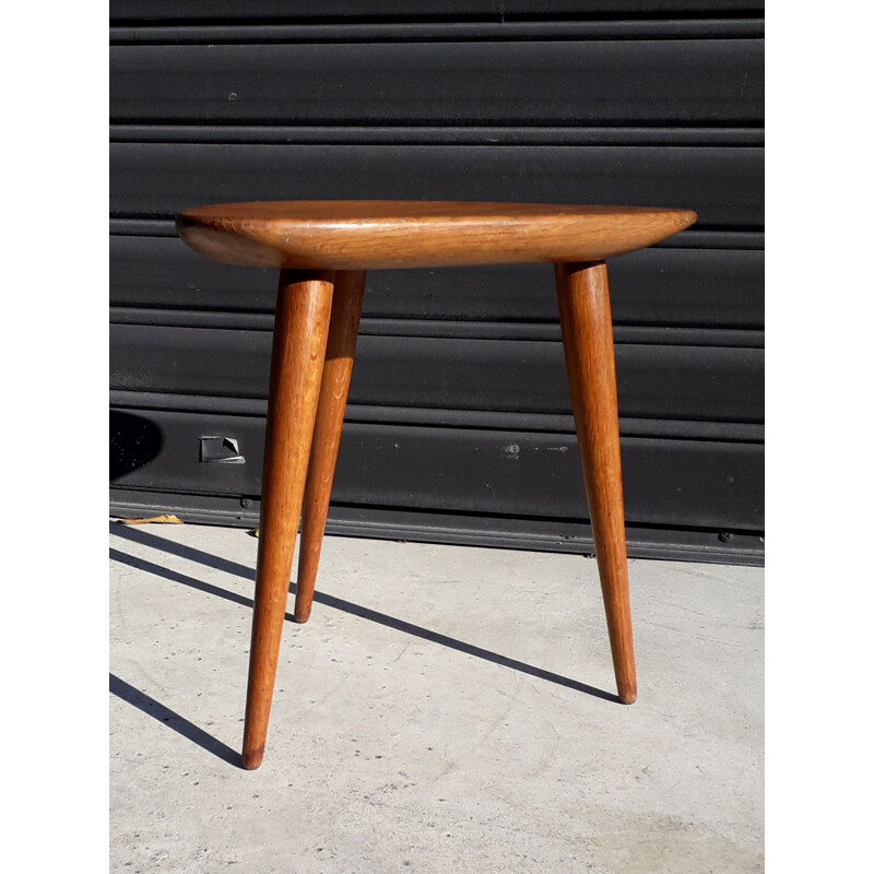 Vintage stool in solid oak Pierre Cruège 1955