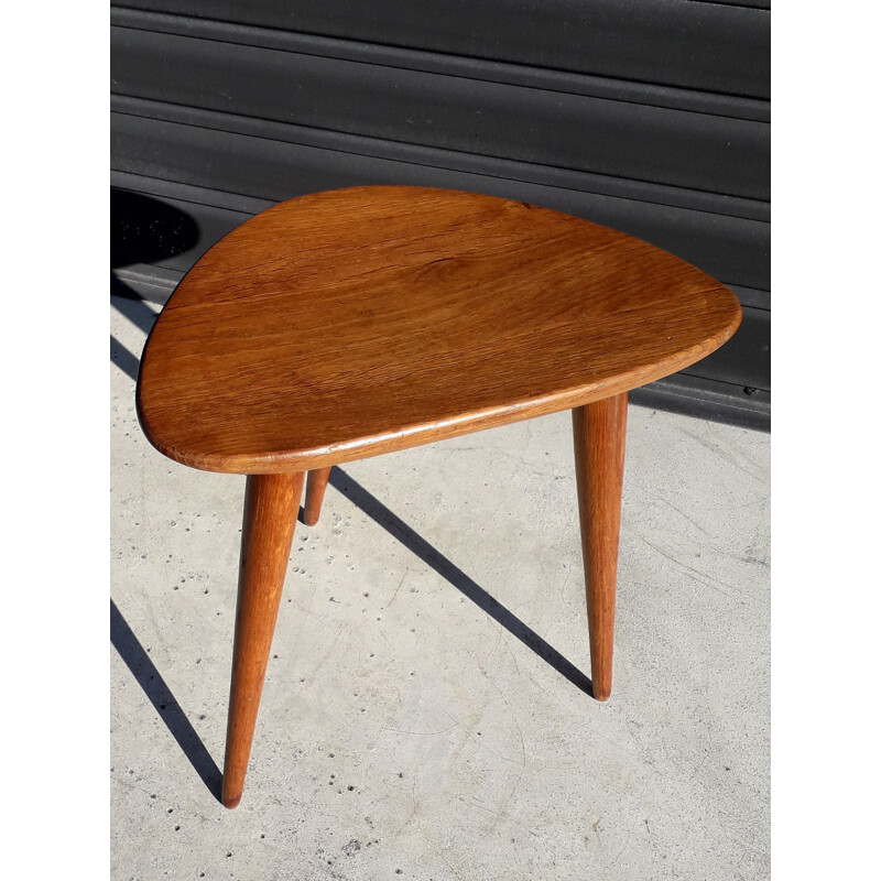 Tabouret vintage de Pierre Cruège en chêne massif 1955