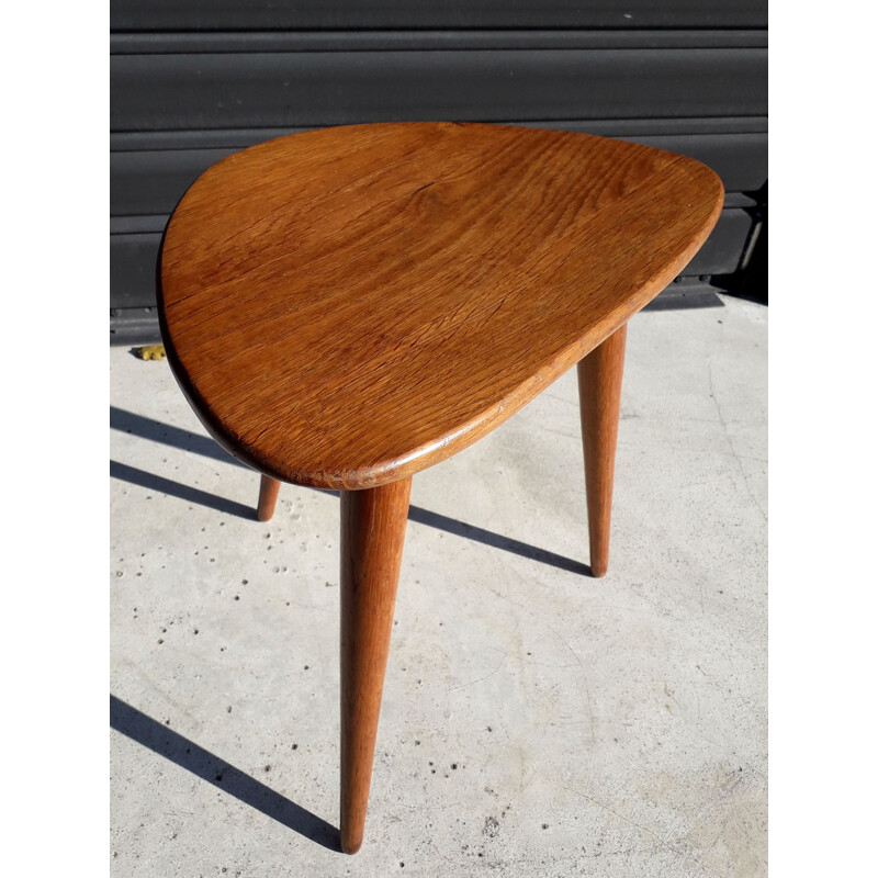 Vintage stool in solid oak Pierre Cruège 1955